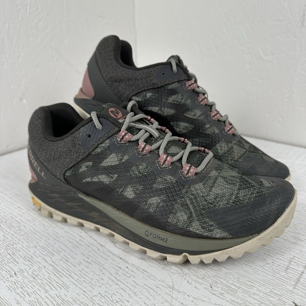 Merrell Antora 2 Trail Running Shoes Women's 7.5 Brindle Green/Blush Vibram Sole